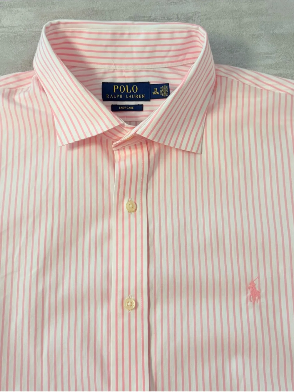 Polo Ralph Lauren Pink Stripe Dress Shirt 18 34/35
